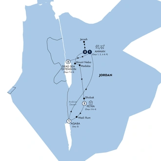 tourhub | Insight Vacations | Jordan Experience with Dead Sea Extension - Small Group, Summer | Tour Map