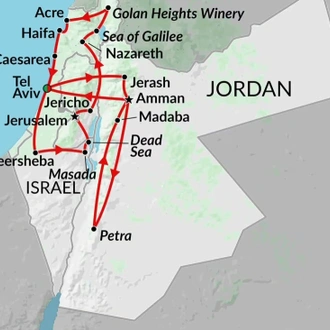 tourhub | Encounters Travel | Best of Israel & Jordan | Tour Map