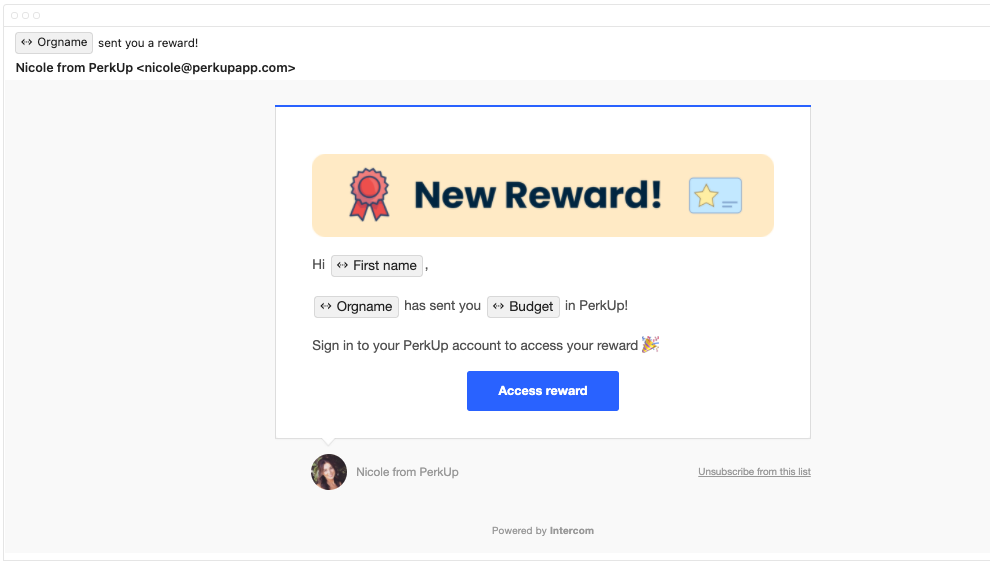 Preview Reward Email Notifications