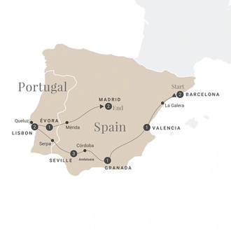 tourhub | Luxury Gold | Spain & Portugal in Style | Tour Map