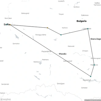 tourhub | Green Valleys | 7 x Days tour of Thracian treasures in Bulgaria | Tour Map