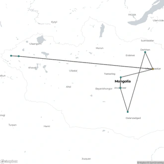 tourhub | Crooked Compass | Mongolia & s Golden Eagle Festival | Tour Map