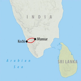 tourhub | On The Go Tours | Munnar Tea Estate - 4 days | Tour Map