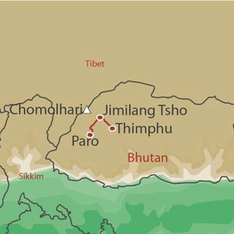 tourhub | World Expeditions | Bhutan Dragon Kingdom | Tour Map