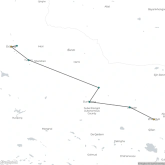 tourhub | Silk Road Trips | 7-Day Private Silk Road Trip Urumqi to Dunhuang and Zhangye | Tour Map