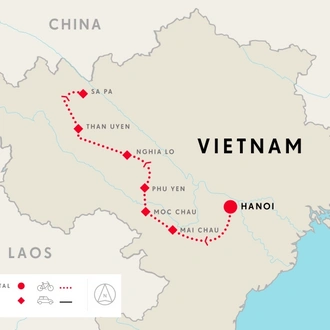 tourhub | SpiceRoads Cycling | Northern Vietnam KOM Challenge: Hanoi to Sapa | Tour Map
