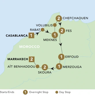 tourhub | Back-Roads Touring | Majestic Morocco 2025 | Tour Map