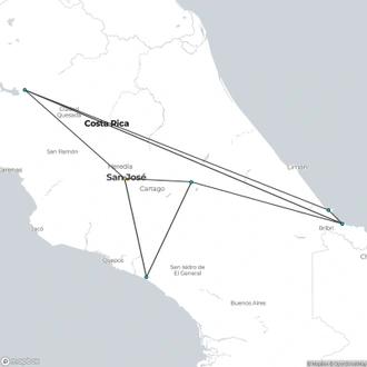 tourhub | Destination Services Costa Rica | Wild Jungles and Secret Mountains of Costa Rica | Tour Map