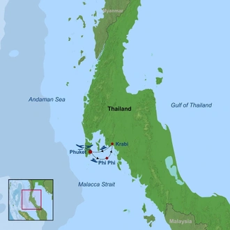 tourhub | Indus Travels | Picturesque Solo Islands of Thailand Tour | Tour Map
