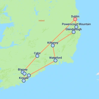 tourhub | On The Go Tours | Blarney Castle, Whiskey and Mountains - 3 days | Tour Map