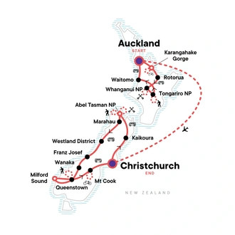 tourhub | G Adventures | New Zealand Multisport | Tour Map