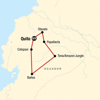 tourhub | G Adventures | Ecuador: Amazon, Hot Springs & Volcanoes | Tour Map