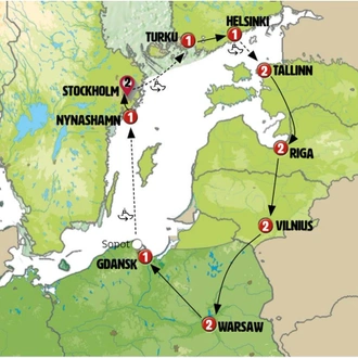 tourhub | Europamundo | Baltic Capitals and Poland Start Stockholm ROT | Tour Map