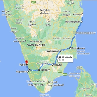 tourhub | UncleSam Holidays | Uncovered South India | Tour Map