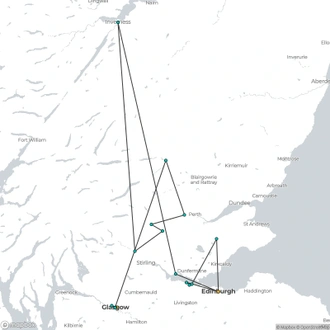 tourhub | Spirit Journeys Worldwide | Outlander Tour of Scotland | Tour Map