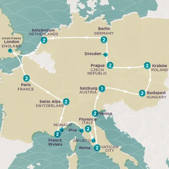 tourhub | Topdeck | Get Social: Central & Eastern Europe 2025 | Tour Map