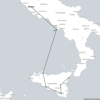 tourhub | Omega Tours | Sicily & Amalfi Coast Escape | Tour Map