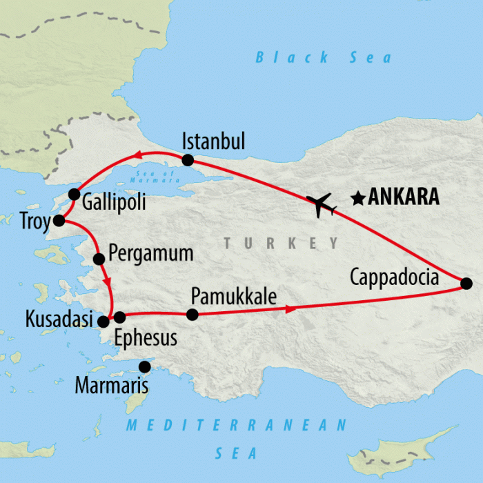 tourhub | On The Go Tours | Highlights of Turkey - 9 days | Tour Map