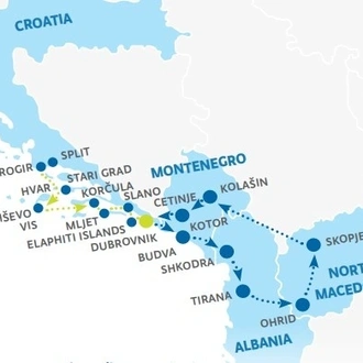 tourhub | Kompas | Gorgeous Balkan with Deluxe Adriatic  Cruise from Split to Dubrovnik | Tour Map