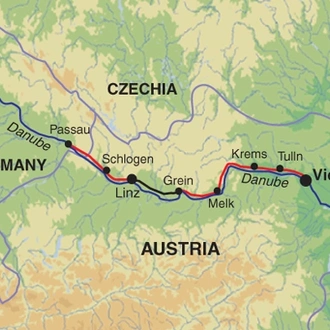 tourhub | Exodus Adventure Travels | Passau to Vienna Cycling | Tour Map