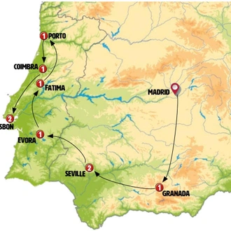 tourhub | Europamundo | Andalusia and Portugal completely (Without Alhambra) | Tour Map