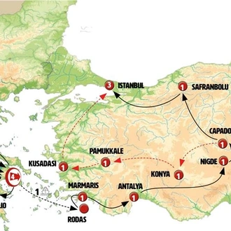 tourhub | Europamundo | Complete Greece and Amazing Turkey | Tour Map