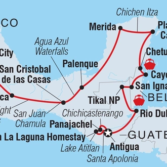 tourhub | Intrepid Travel | Central America Encompassed | Tour Map