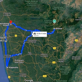 tourhub | The Voyages India | 3N/4D Kerala Tour from Cochin | Tour Map