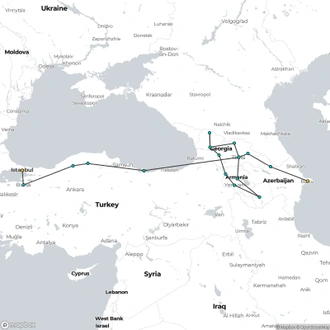 tourhub | Sundowners Overland | Baku to the Bosphorus  | Tour Map