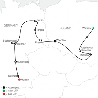 tourhub | Globus | Poland, East Germany & World War II | Tour Map