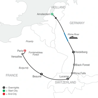 tourhub | Globus | European Sampler | Tour Map