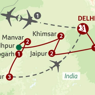 tourhub | Saga Holidays | Royal Rajasthan - Land of Kings | Tour Map