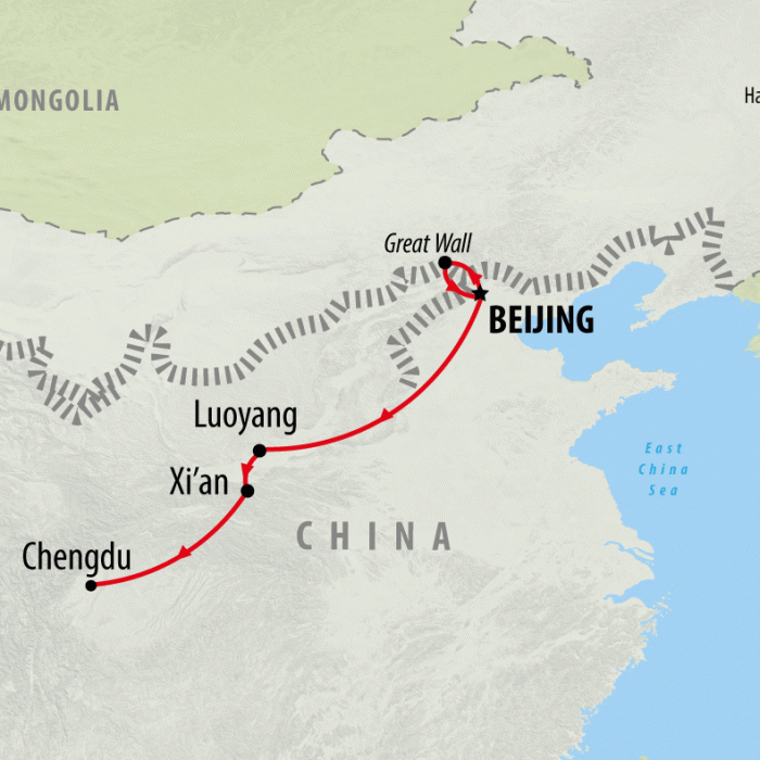 tourhub | On The Go Tours | Great Wall & Giant Pandas - 10 days | Tour Map