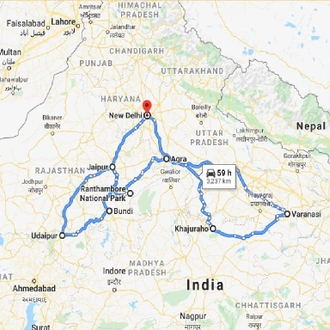 tourhub | UncleSam Holidays | Treasures of India | Tour Map