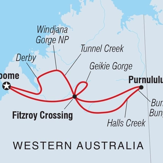 tourhub | Intrepid Travel | Broome to the Bungle Bungles  | Tour Map