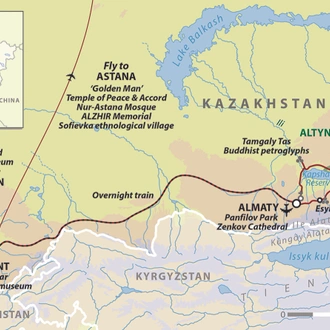 tourhub | Wild Frontiers | Silk Road - Kazakhstan: Across The Kazakh Steppe | Tour Map