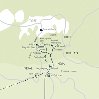 tourhub | Exodus | Darjeeling, Sikkim & the Singalila Ridge | Tour Map