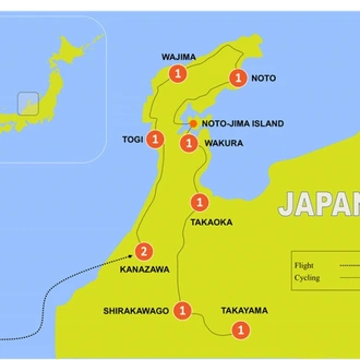 tourhub | Tweet World Travel | Heritage Of Japan Biking Tour | Tour Map
