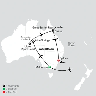 tourhub | Cosmos | Highlights of Australia | Tour Map