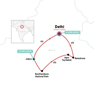 tourhub | G Adventures | Solo-ish India | Tour Map