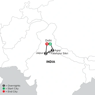 tourhub | Globus | Independent India: The Golden Triangle | Tour Map