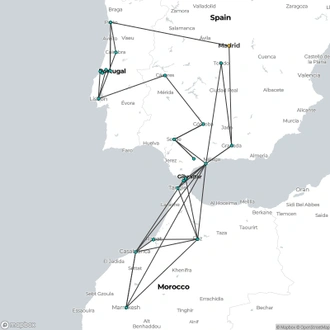 tourhub | Omega Tours | Spain, Portugal & Morocco Odyssey | Tour Map