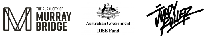 Logo block: The Rural City of Murray Bridge, Australian Government RISE Fund, Juddy Roller