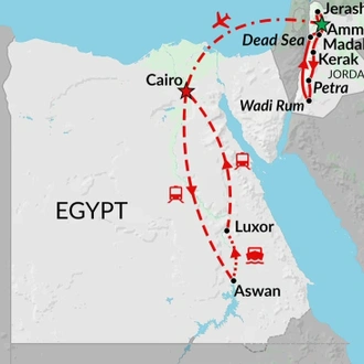 tourhub | Encounters Travel | Jordan & Egypt Express Tour | Tour Map