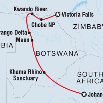 tourhub | Intrepid Travel | Essential Botswana | Tour Map