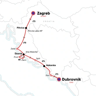 tourhub | G Adventures | Croatia Adventure | Tour Map