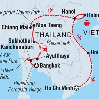 tourhub | Intrepid Travel | Premium Thailand and Vietnam  | Tour Map