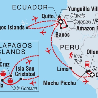 tourhub | Intrepid Travel | Ecuador, Galapagos & Peru Explorer  | Tour Map
