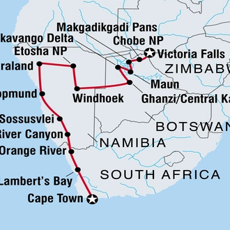 tourhub | Intrepid Travel | Amazing Southern Africa | Tour Map