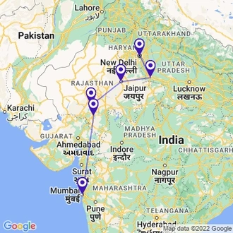 tourhub | Holidays At | Rajasthan Treasures Tour | Tour Map